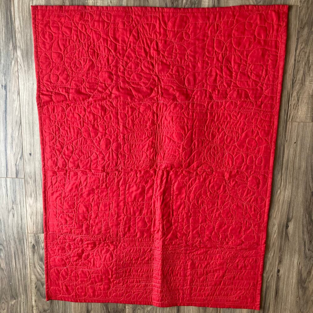 Handmade Baby Quilt Throw Decor Red Brown Woodland Friends Fawn Christmas 34x45 - Picture 4 of 7